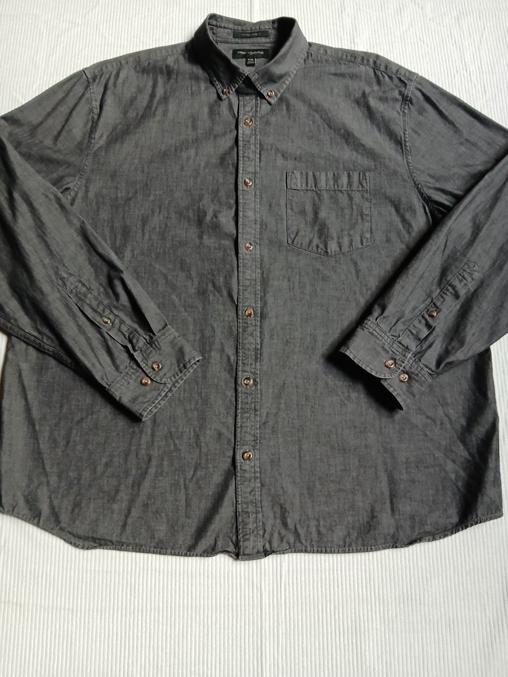 Banana Republic Shirt Mens XXL 2X Gray Untucked Slim Fit 100% Cotton